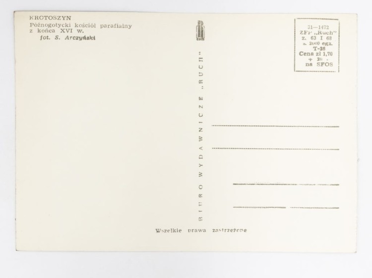 KROTOSZYN - PÓŹNOGOTYCKI KOŚCIÓŁ PARAFIALNY 1968