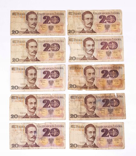 ZESTAW BANKNOTÓW PRL 20 ZŁ (nr 6)