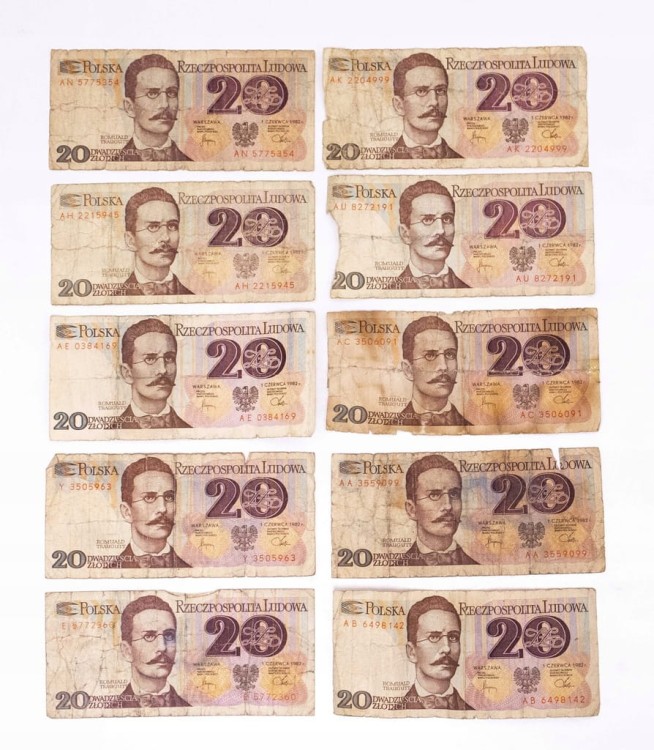ZESTAW BANKNOTÓW PRL 20 ZŁ (nr 6)