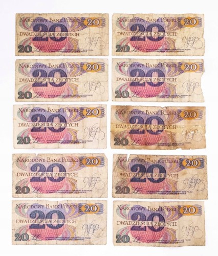 ZESTAW BANKNOTÓW PRL 20 ZŁ (nr 6)