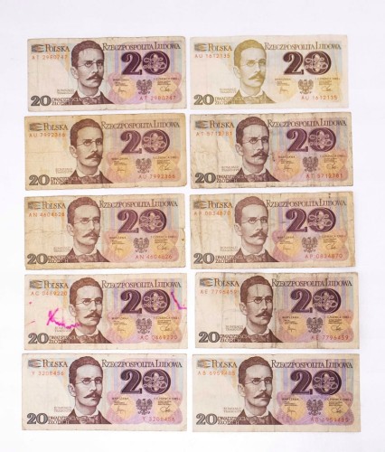 ZESTAW BANKNOTÓW PRL 20 ZŁ (nr 5)