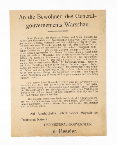 STARE PISMO - GENERALNE GUBERNATORSTWO WARSZAWSKIE, WARSZAWA