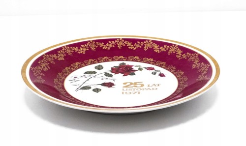 STARY PORCELANOWY TALERZ CHODZIEŻ - 25 LAT, LISTOPAD 1971