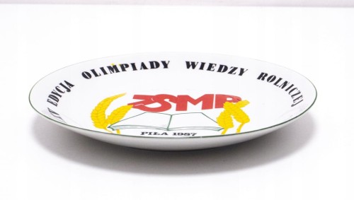 STARY PORCELANOWY TALERZ ZSMP- XXV OLIMPIADA WIEDZY ROLNICZEJ, PIŁA 1987