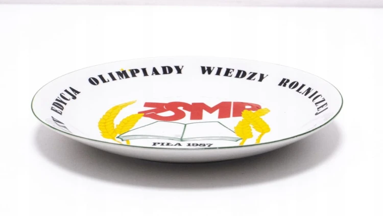 STARY PORCELANOWY TALERZ ZSMP- XXV OLIMPIADA WIEDZY ROLNICZEJ, PIŁA 1987