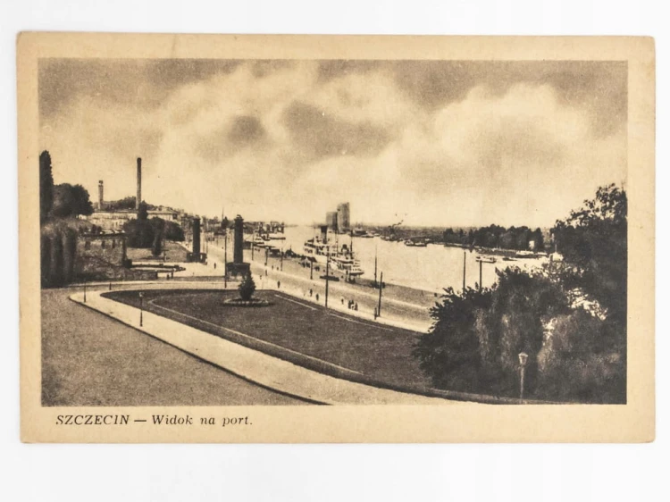 SZCZECIN - WIDOK NA PORT LATA 50. PRL