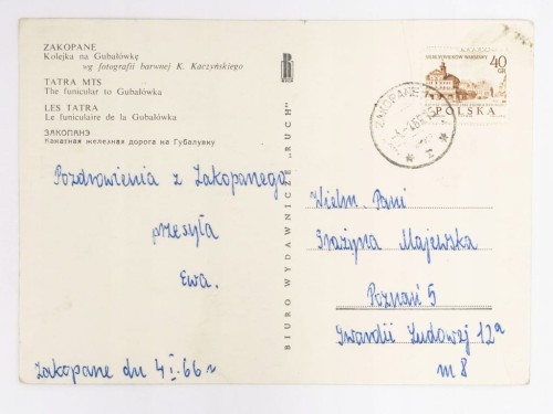 ZAKOPANE - KOLEJKA GÓRSKA NA GUBAŁÓWKĘ 1966