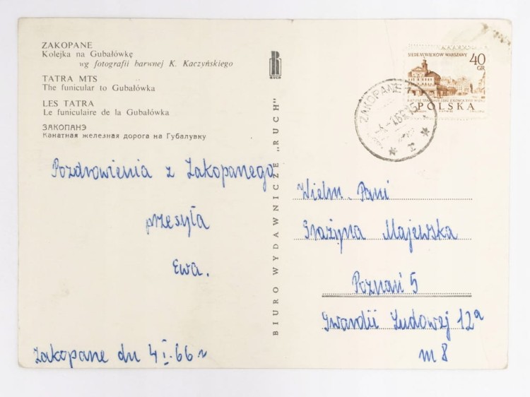 ZAKOPANE - KOLEJKA GÓRSKA NA GUBAŁÓWKĘ 1966
