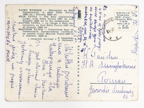 TATRY-WYSOKIE - SCHRONISKO HALI GĄSIENICOWEJ ŻÓŁTA TURNIA I GRANATY 1962