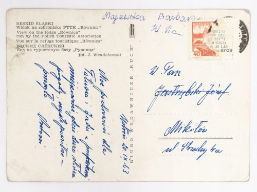 BESKID ŚLĄSKI - WIDOK NA SCHRONISKO PTTK RÓWNICA 1963