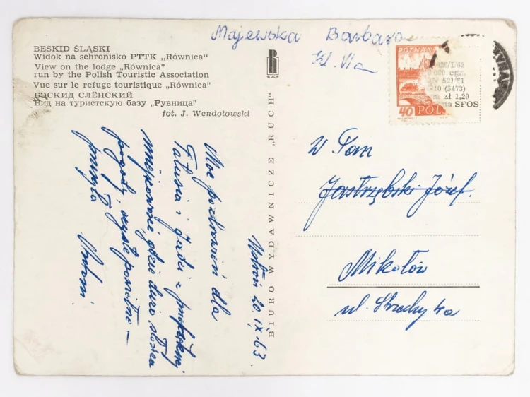 BESKID ŚLĄSKI - WIDOK NA SCHRONISKO PTTK RÓWNICA 1963