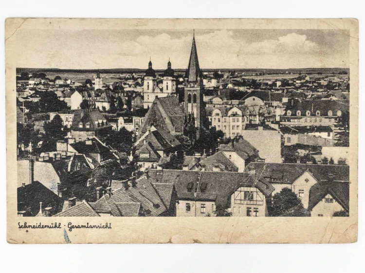 PIŁA - WIDOK NA KOŚCIÓŁ EWANGELICKI ŚW. JANA PRZEDWOJENNA
