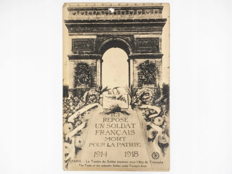 PARYŻ - GRÓB NIEZNANEGO ŻOŁNIERZA POD ŁUKIEM TRIUMFALNYM FRANCJA 1924
