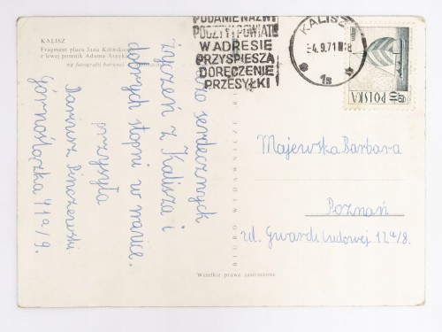 KALISZ - FRAGMENT PLACU JANA KILIŃSKIEGO Z POMNIKIEM ADAMA ASNYKA 1971