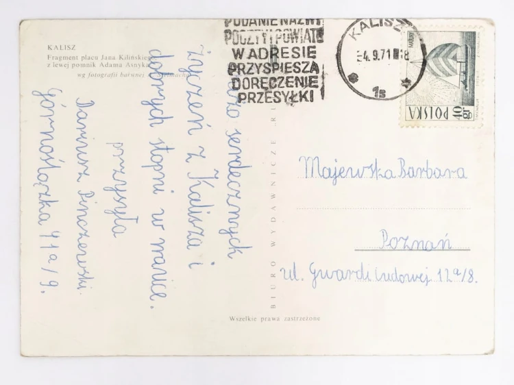 KALISZ - FRAGMENT PLACU JANA KILIŃSKIEGO Z POMNIKIEM ADAMA ASNYKA 1971