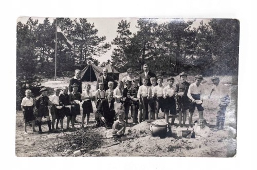 STARA FOTOGRAFIA - OBÓZ HARCERSKI 1930 NOWY TOMYŚL: „Glińskie Góry”