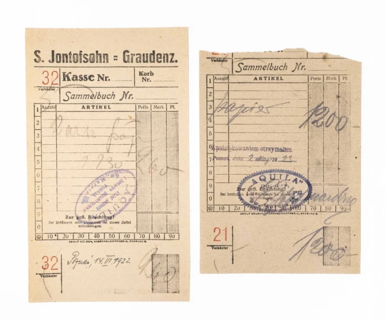 STARY RACHUNEK - S. JONTOFSOHN, GRUDZIĄDZ / AQUILA POZNAŃ 1922
