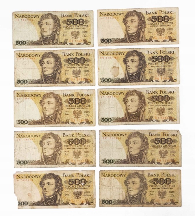 ZESTAW BANKNOTÓW PRL 500 ZŁ (nr 13)