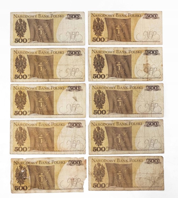 ZESTAW BANKNOTÓW PRL 500 ZŁ (nr 13)