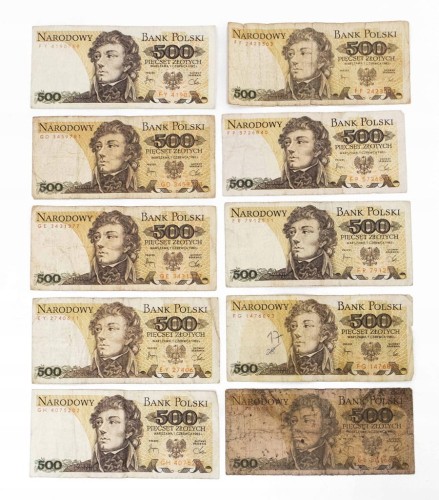 ZESTAW BANKNOTÓW PRL 500 ZŁ (nr 12)