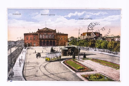 POZNAŃ - DWORZEC GŁÓWNY, URZĄD POCZTOWY, TRAMWAJ 1928