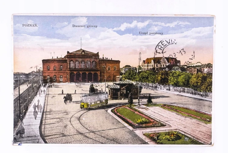 POZNAŃ - DWORZEC GŁÓWNY, URZĄD POCZTOWY, TRAMWAJ 1928