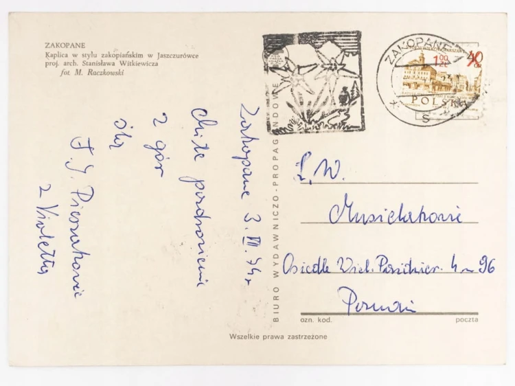 ZAKOPANE - KAPLICA WITKIEWICZOWSKA W JASZCZURÓWCE 1974 PRL