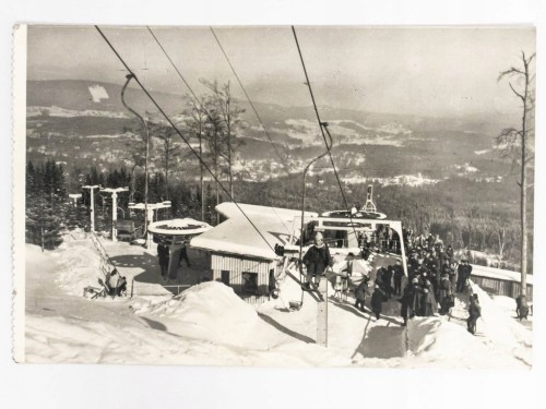 KARKONOSZE - STACJA PRZESIADKOWA WYCIĄGU NA SZRENICĘ LATA 60. PRL