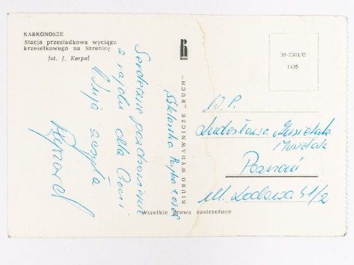 KARKONOSZE - STACJA PRZESIADKOWA WYCIĄGU NA SZRENICĘ LATA 60. PRL