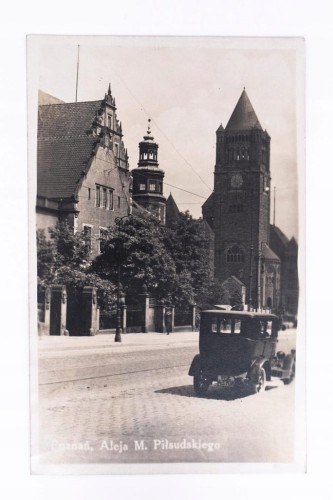 POZNAŃ - ALEJA PIŁSUDSKIEGO, ŚWIĘTY MARCIN, ZAMEK, AUTO 1938