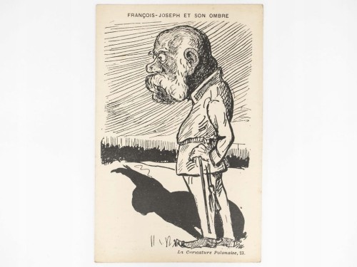 STARA POCZTÓWKA - KARYKATURA FRANCISZEK JÓZEF FRANCJA POCZĄTEK XX W.
