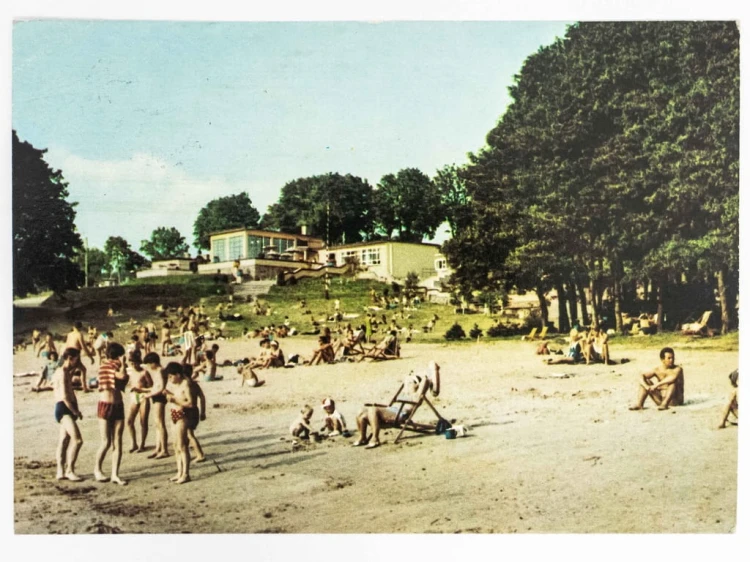SIERAKÓW - OŚRODEK WYPOCZYNKOWY Z PLAŻĄ LATA 70. PRL