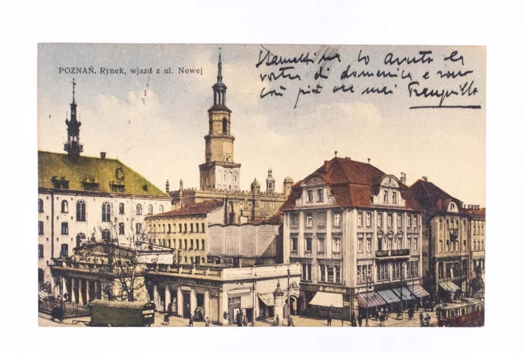 POZNAŃ - RYNEK, WJAZD OD ULICY NOWEJ, RATUSZ, SKLEPY 1935