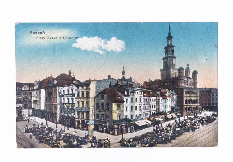 POZNAŃ - RYNEK, RATUSZ, SKLEPY 1936