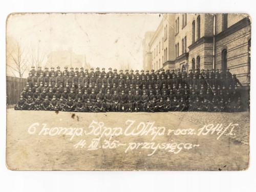 STARA FOTOGRAFIA - PAMIĄTKA PRZYSIĘGI WOJSKOWEJ 58 PP WIELKOPOLSKIEJ 1935