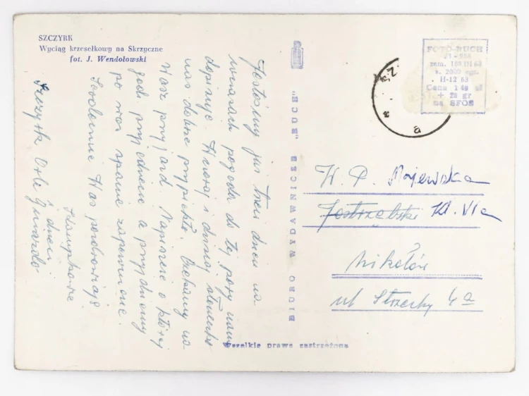 SZCZYRK - WYCIĄG KRZESEŁKOWY NA SKRZYCZNE 1963 PRL