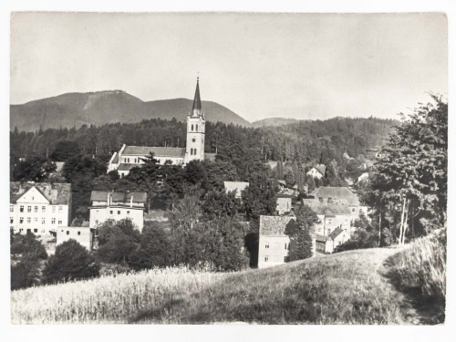 JEDLINA-ZDRÓJ - PANORAMA Z KOŚCIOŁEM IM. RAFAŁA SZYBKIEGO 1966 PRL