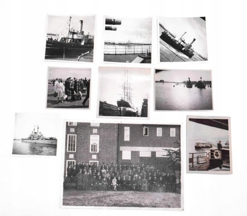 ZESTAW STARYCH FOTOGRAFII - MARYNARKA WOJENNA, STATKI, PORT