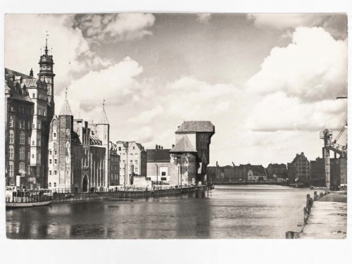 GDAŃSK - RZEKA MOTŁAWA Z WIDOKIEM NA ŻURAWIA GDAŃSKIEGO 1964 PRL