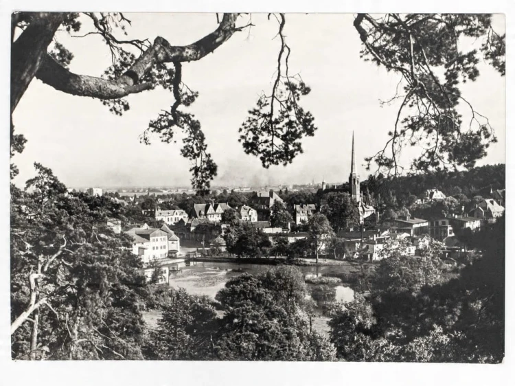 GDAŃSK - PANORAMA OLIWY Z WIDOKIEM NA KOŚCIÓŁ MATKI BOŻEJ 1963 PRL