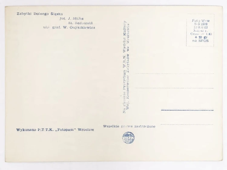 DOLNY ŚLĄSK - ZABYTKI ZAMKI OBIEKTY WAROWNE I SAKRALNE 1963 PRL