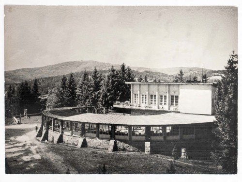 KRYNICA-ZDRÓJ - KAWIARNIA I STACJA KOLEJKI NA GÓRZE PARKOWEJ 1963 PRL