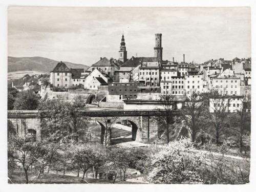 BYSTRZYCA KŁODZKA - PANORAMA Z WIEŻĄ RATUSZOWĄ I KOŚCIELNĄ LATA 60. PRL