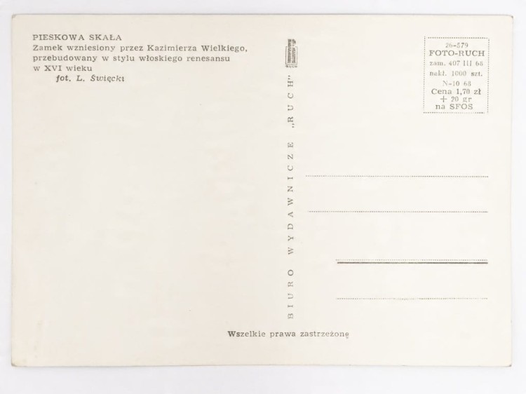 PIESKOWA SKAŁA - ZAMEK Z CZASÓW KAZIMIERZA WIELKIEGO 1968 PRL