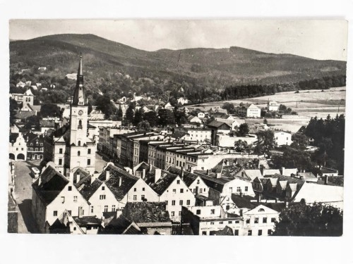 LĄDEK-ZDRÓJ - PANORAMA Z WIDOKIEM NA RATUSZ MIEJSKI LATA 60. PRL