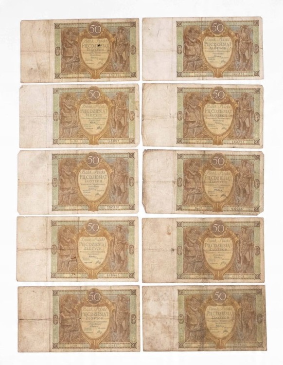 ZESTAW BANKNOTÓW 50 ZŁ 1929 (nr 9)