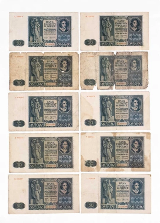 ZESTAW BANKNOTÓW 50 ZŁ 1941 (nr 7)