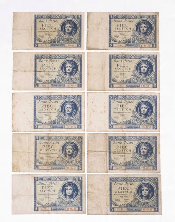 ZESTAW BANKNOTÓW 5 ZŁ 1930 (nr 2)