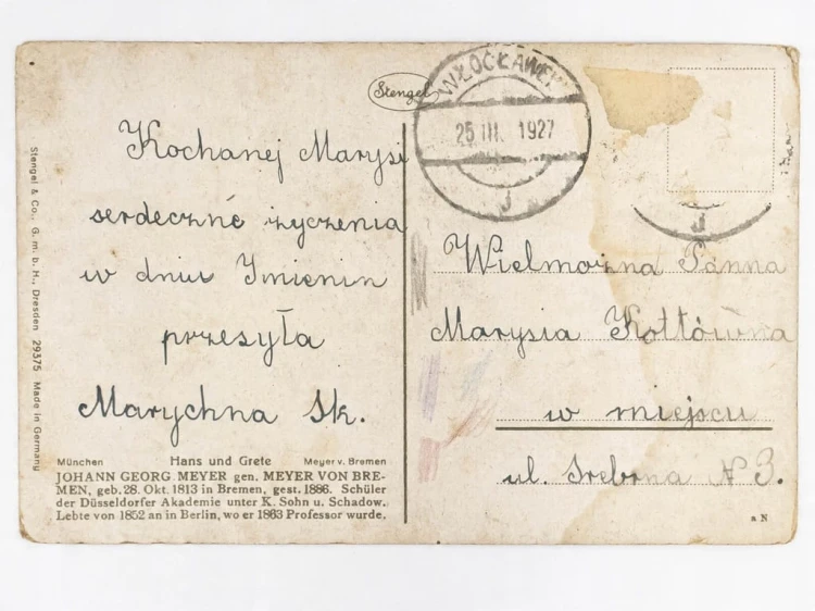 STARA POCZTÓWKA - DZIECI PRZY STUDNI WŁOCŁAWEK 1927 II RP