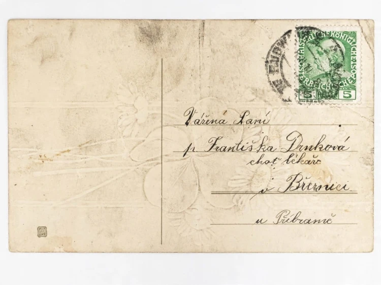STARA POCZTÓWKA IMIENINOWA - POLNE KWIATY BŘEZNICE AUSTRO-WĘGRY 1910
